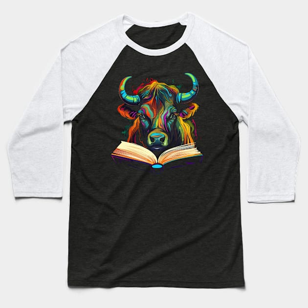 Water Buffalo Reads Book Baseball T-Shirt by JH Mart